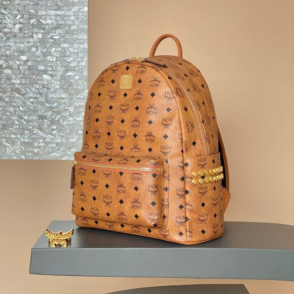 MCM Tan Leather Backpack/purse with Gold Accents - Picture 9 of 9